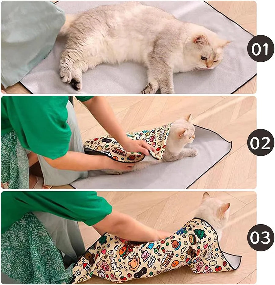 PatiWrap Kendinden Yapışkanlı Kedi Bakım ve Sakinleştirici Kundağı