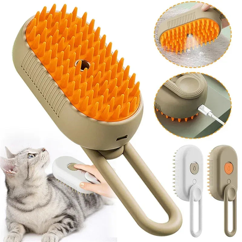 PatiBrush 2'si 1 Arada Buharlı Kedi ve Köpek Fırçası