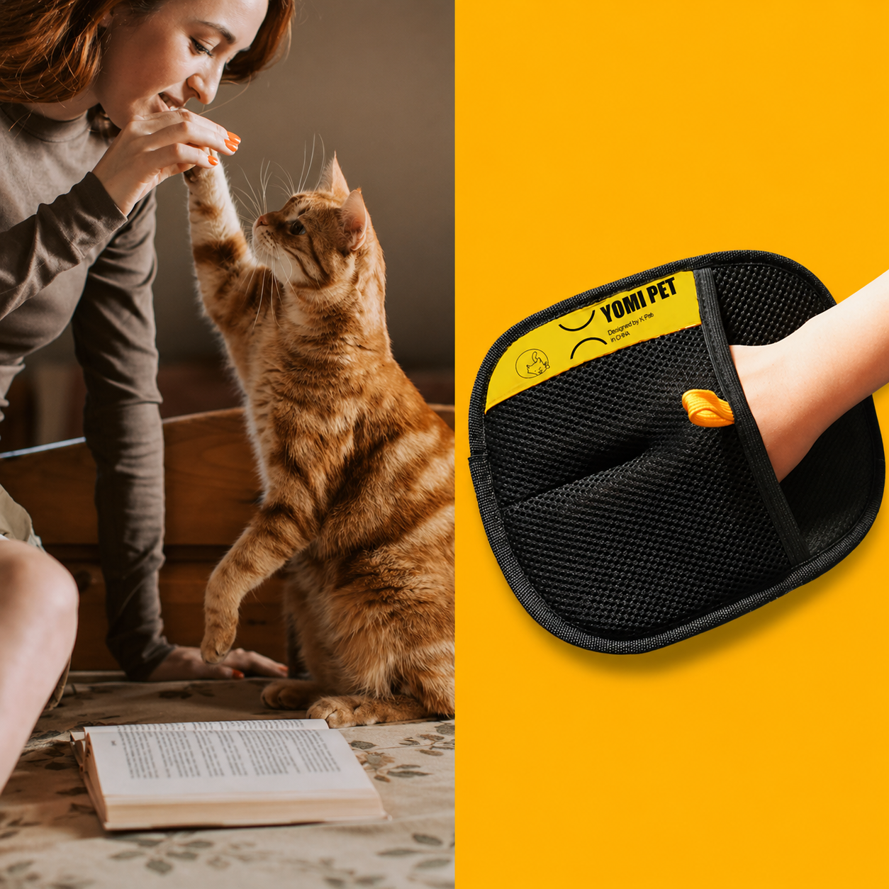 YOMI PET Toplayıcı Eldiven - Kedi & Köpek Tüyü Temizleyici
