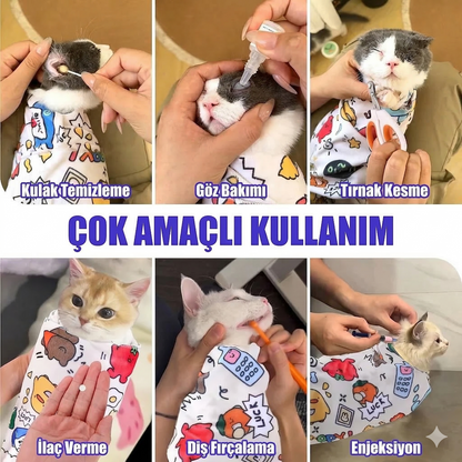 PatiWrap Kendinden Yapışkanlı Kedi Bakım ve Sakinleştirici Kundağı