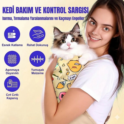 PatiWrap Kendinden Yapışkanlı Kedi Bakım ve Sakinleştirici Kundağı