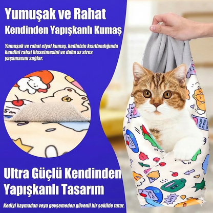 PatiWrap Kendinden Yapışkanlı Kedi Bakım ve Sakinleştirici Kundağı