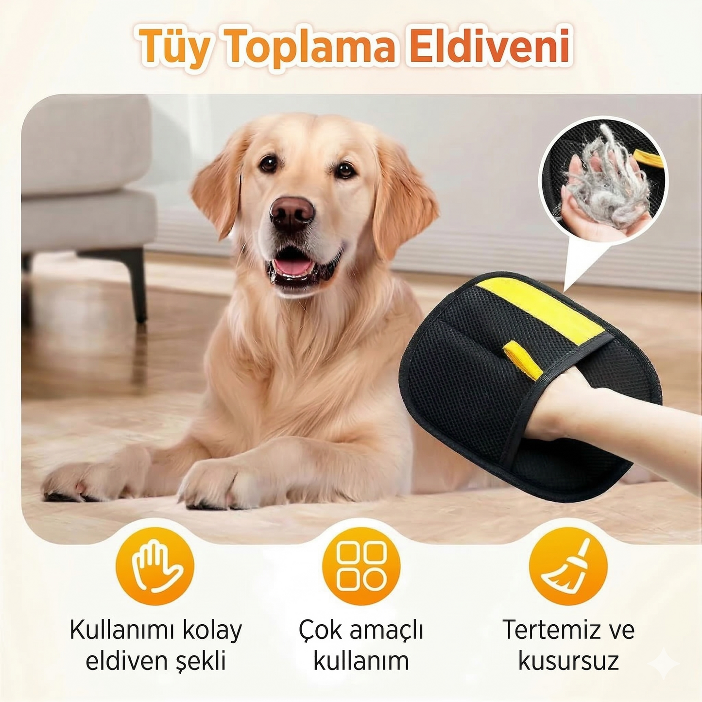 Patisil Tüy Toplayıcı Eldiven - Kedi & Köpek Tüyü Temizleyici