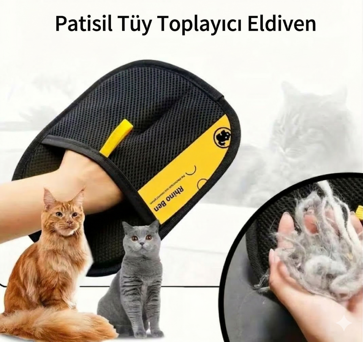 Patisil Tüy Toplayıcı Eldiven - Kedi & Köpek Tüyü Temizleyici