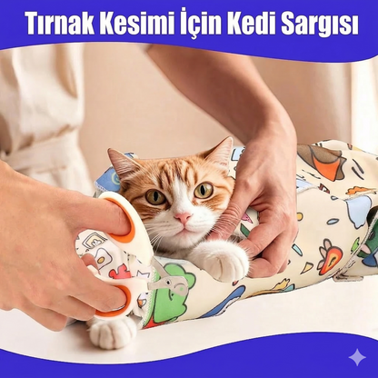 PatiWrap Kendinden Yapışkanlı Kedi Bakım ve Sakinleştirici Kundağı