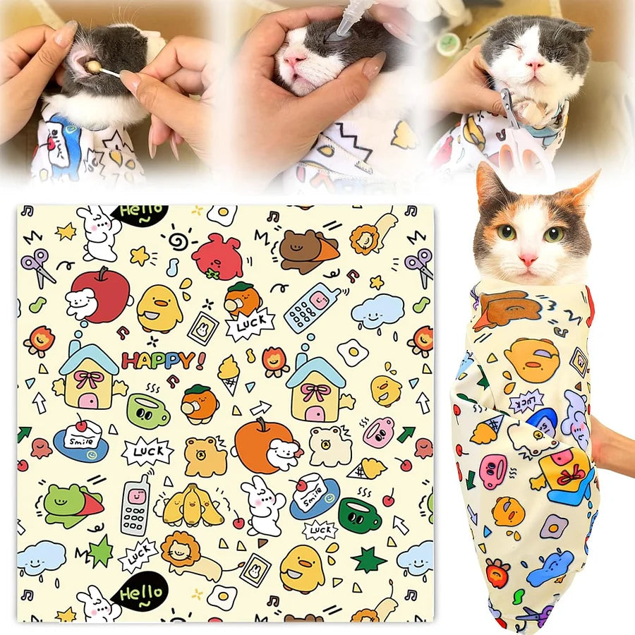 PatiWrap Kendinden Yapışkanlı Kedi Bakım ve Sakinleştirici Kundağı
