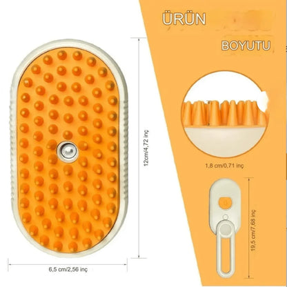 PatiBrush 2'si 1 Arada Buharlı Kedi ve Köpek Fırçası